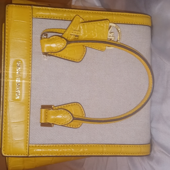 Yellow and Khaki Michael Kors Purse - Picture 1 of 4